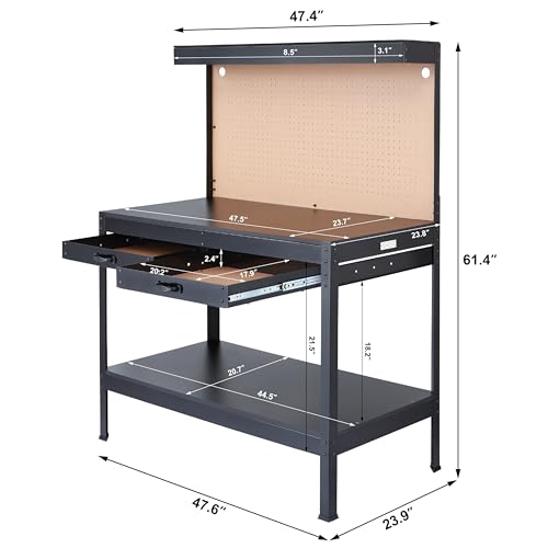 Olympia Tools Multipurpose Workbench With Power Outlets and Light, 410-014-0111 , Black Olympia Tools
