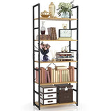NUMENN 5-Tier Modern Bookshelf - Stylish Storage Organizer for Home & Office in Natural Finish NUMENN