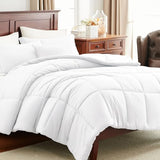 CozyLux Queen Size Comforter Sets White - 3 Pieces Box Stitched Queen Bed Set for All Seasons, Soft Lightweight Bedding Sets with 1 Down Alternative Comforter and 2 Pillow Shams CozyLux