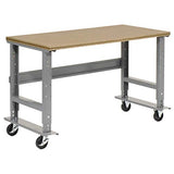 Global Industrial Mobile Adjustable Height Workbench, Shop Square Edge, 60" W x 36" D, Gray Global Industrial