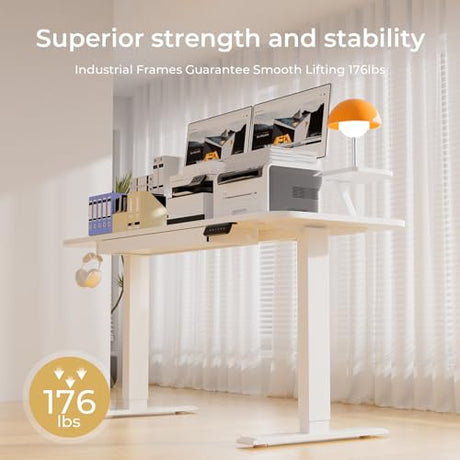 COMHOMA Electric Standing Desk with Drawers, 48 x 24'' Sit Stand up Desk with Monitor Stand, Laptop Stand, Height Adjustable Ergonomic Home Office Computer Desk with Memory Preset Controller COMHOMA