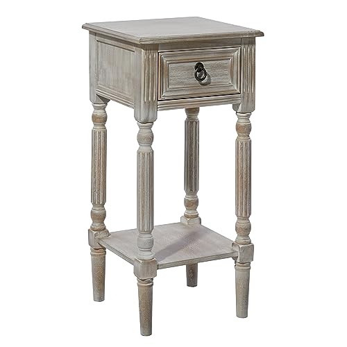 Deco 79 Farmhouse Pine Wood Accent, Side Table 14" x 14" x 29", White - WoodArtSupply