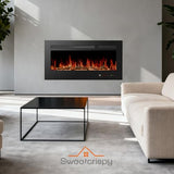 Sweetcrispy 36” Electric Fireplace Insert, Wall Mounted & Recessed Fireplace, 1500W Freestanding Fireplace Heater with Remote & Touch Panel Control, Adjustable Flame Effect, 12H Timer for Indoor use Sweetcrispy