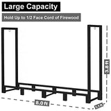 Koutemie 8Ft Outdoor Firewood Rack Holder for Fireplace Wood Storage, Adjustable Fire Log Stacker Stand, Black Koutemie