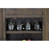 Pemberly Row 80" Farmhouse Transitional Wood Home Bar Unit Cabinet Set with Stemware Rack, Wine Storage for Dining Room Kitchen in Tobacco Leaf Pemberly Row