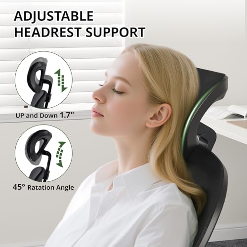 Office Chair Ergonomic Desk Chair, 330LBS Capacity, High Back Computer Chair with Lumbar Support, Flip-up Armrests Swivel Task Chairs for Long Hours Work Synorla