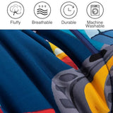Holawakaka Trucks Tractors Cars Boy Bedding Comforter Set with Sheets, Twin Size Cartoon Construction Car Excavator Print Kids Bed in A Bag 5-Piece, Boys Reversible Dorm Bed Sets (Navy Blue Twin) Holawakaka
