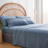 KAKIJUMN Blue Tufted 7-Piece Queen Comforter Set, Shabby Chic Boho Comforter and Sheet Set, All Season Soft Microfiber Complete Bedding Set KAKIJUMN