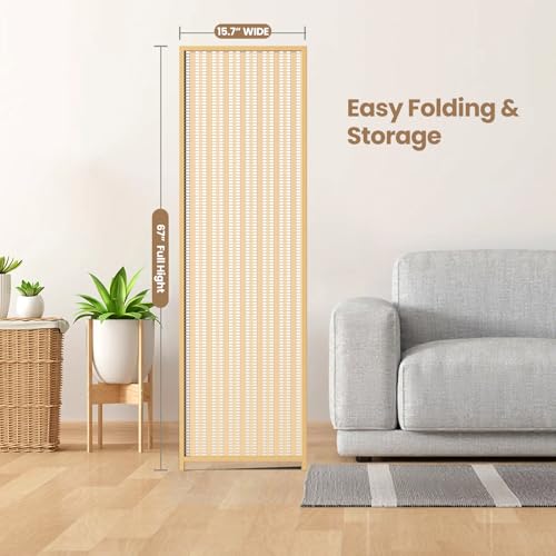 6 Panel Room Divider and Folding Screen,Bamboo Room Divider for Room Separation,67" H x 92.1" W COCOSICA
