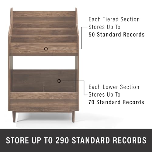 Crosley Furniture Liam 3-Piece Turntable Record Player Stand And Vinyl Storage, Mid Century Modern, Walnut Crosley Furniture