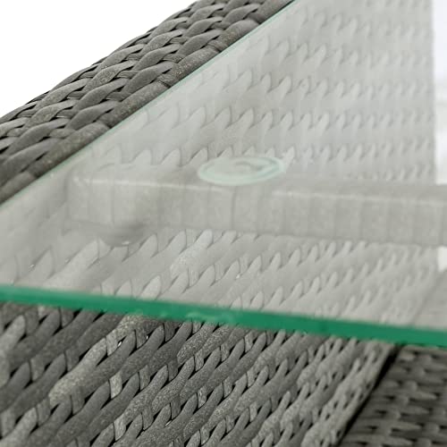 Outsunny 4 Pieces Patio Furniture Sets with Cushions, PE Rattan Wicker Conversation Chairs with Two-Tier Coffee Table for Backyard Porch Garden Poolside and Deck, Gray Outsunny