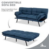 MUUEGM Futon Sofa Bed Convertible Couch,Memory Foam Futon Sofa Couch,Sleeper Futons Sofa Couches,Small Splitback Modern Loveseat Sofa Bed for Living Room,Office,Apartment,Linen Fabric,Blue. MUUEGM