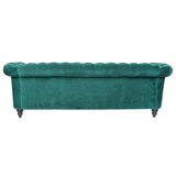 LEVNARY Three-Seat Velvet Sofa, Large Sofa Classic Tufted Chesterfield Settee Modern 3 Seater Couch Furniture Tufted Back for Living Room, Green LEVNARY