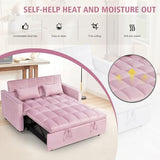 3 In 1 Velvet Convertible Sofa Bed, Pull Out Couch Bed with Reclining Backrest And 2 Pillows, 54" Full Size Loveseat Sleeper Sofa Futon Couch Bed, Couches For Small Spaces, Living Room (Pink) anwickjeff