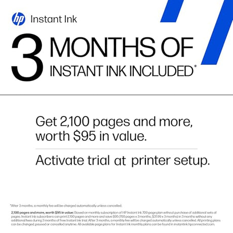 HP DeskJet 2827e Wireless All-in-One Color Inkjet Printer, Scanner, Copier, Best-for-Home, 3 Month Instant Ink Trial Included, AI-Enabled (6W7F5A) HP
