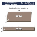 Grain Wood Furniture Shaker Solid Wood Panel Platform Bed, Queen Size, Walnut Grain Wood Furniture