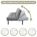 Vipbear 71" Futon Sofa Bed - Convertible Sofa Beds/Adjustable Backrest & Armrest, Comfy Loveseat Sleeper for Small Spaces, Apartments & Offices,Linen Fabric Medium Grey Futons Vipbear