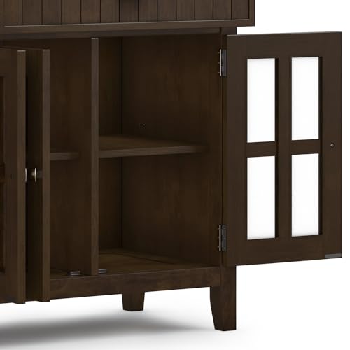 SIMPLIHOME Acadian SOLID WOOD and Pine Rectangle Transitional Large Sideboard Buffet for The Dining Room and Kitchen, 60 inch, Brunette Brown SIMPLIHOME