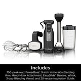 Ninja Hand Mixer, Immersion Blender, Foodi Power Mixer System, 750-Peak-Watt Handheld Emulsion Blender & Electric Hand Mixer Combo With Whisk, Beaters & 3-Cup Blending Vessel,120 volts, Black CI101 Ninja