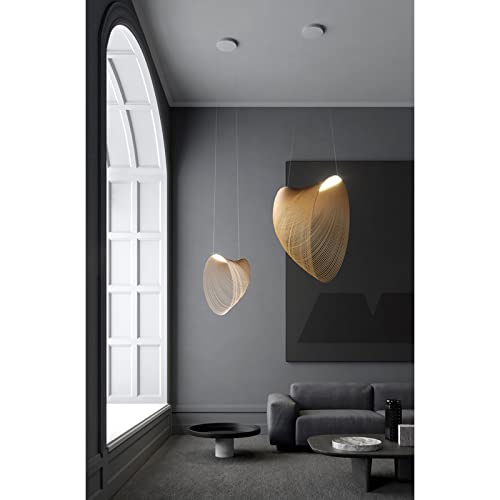 1light Pendant Lighting for Kitchen Island Ceiling Light Fixture for Bedroom Bar,Contemporary Abstract Pendant Light,Modern Art Wood Led Chandelier-Wood 60x40cm(24x16inch) - WoodArtSupply