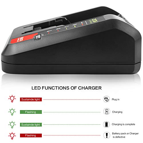 Battery Charger for Porter Cable 20V MAX Lithium Battery PCC685LP PCC680L PCC692L PCC699L and Black Decker 20V Battery LBXR20 LBX4020 - WoodArtSupply