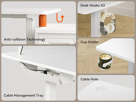 WALKINGDESK 75x61 Inches Reversible L Shaped Standing Desk Height Adjustable with Cup Holder, Electric Corner Computer Workstation for Home Office, Ergonomic Sit Stand up Gaming Desk, White WALKINGDESK
