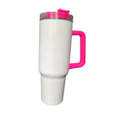 Kusum51 Premium 40 oz Insulated Stainless Steel Sublimation Tumblers with Lids and Colorful Handles - Perfect for Hot or Cold Drinks, Vacuum Sealed, Double-Walled, BPA-Free, Ideal for Gifting (Pink) Kusum51