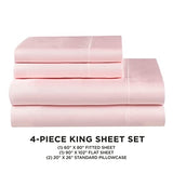 Juicy Couture King Size Silk Satin Bed Sheet Set, Deep Pocket Silky King Sheet Set with 1 Fitted Sheet, 1 Flat Sheet and 2 Pillow Case, Wrinkle Resistant and Anti Pilling Bed Sheets - Pink Juicy Couture