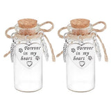 DELORIGIN 2pcs Pet Hair Glass Memorial Bottle Wishing Bottle with Heart Pendants and Cork Stopper Dog Cat Glass Tube Keepsake Memorial Urn Pet Sympathy Glass Vial Remembrance Gift for Pet Ashes Hair