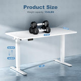 DUMOS 48 Inch Electric Standing Desk Height Adjustable, Sit to Stand Up Computer Workstations Work PC Table Home Office Study Writing Gaming Desks with Memory Presets for Walking Pad, Bedroom, White DUMOS