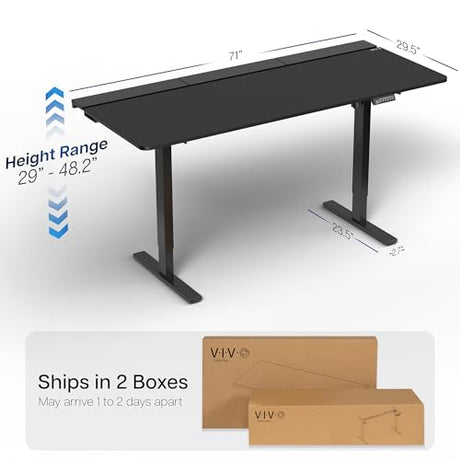 VIVO Electric 71 x 30 in Standing Adjustable Gaming Desk with Hidden Cable Trays, Full-Size Mouse Pad, Holds 220 lbs, Black Top Black Frame, DESK-KIT-1B6-P3B-71 VIVO