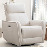 Bonzy Home Power Swivel Rocker Recliner Chair with USB Port, Wide Seat, Head & Lumbar Support, Upholstered Glider Chair for Living Room, Nursery, Bedroom, Cream White