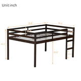 Full Loft Bed with Ladder,Rubber Wood Kids Bed with Guardrails,Low-Profile Lofts for Children’s Room,Space-Saving Underbed Storage,Sturdy Construction,Minimalist Design for Bedroom, Espresso GDFStudio