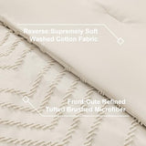Litanika Full Size Comforter Set with Sheets Beige - 7 Pieces Bed in a Bag Full Boho Tufted Complete Bedding Sets with Comforter, Sheets, Pillowcases & Shams Litanika