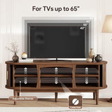 Decofy Mid Century TV Stand for TVs up to 65 Inches, Entertainment Center with Storage, Power Outlet, Fluted Sliding Doors & Adjustable Shelves, Modern Media TV Console Table for Living Room (Walnut) Decofy