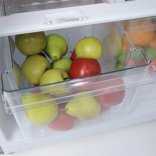 West Bend Apartment Refrigerator Freestanding Dual Door Design Fridge with Top Freezer, Adjustable Electronic Control and Frost Free Defrost, for Condo, House, Small Kitchen Use, 18-Cu.Ft, Metallic West Bend