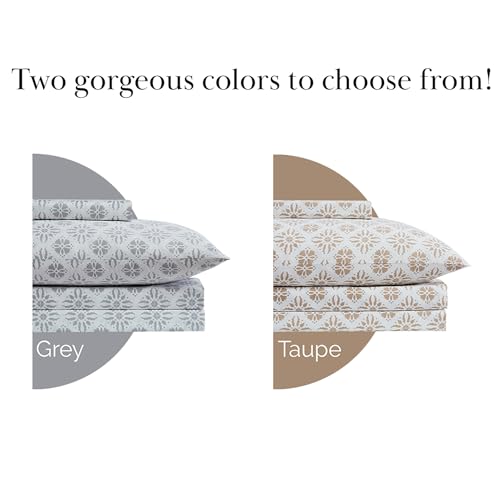 SouthShore FINE LIVING Aztec Dreams Collection, 300 Thread-Count, Premium Quality Single-Ply, Long Staple Cotton Sateen Duvet Cover Set, Twin / Twin XL, Lunar Grey Southshore Fine Living, Inc.