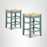 Signature Design by Ashley Mirimyn Farmhouse 23.63" Counter Height Bar Stool with Woven Wicker Seats, 2 Count, Green & Light Brown Signature Design by Ashley