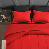 Maple&Stone Queen Size Comforter Set 7 Pieces Bed in a Bag - Down Alternative Bed Set with Sheets, Pillowcases & Shams, Soft Reversible Duvet Insert for Queen Bed, Black and Red Maple&Stone