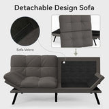AMICLIBER Convertible Futon Sofa Bed,71" Memory Foam Futon Couch,Detachable Cushion,Adjustable Backrest & Armrest,Linen Modern Loveseat Sleeper Recliner for Living Room,Office,Apartment,Retro Grey AMICLIBER