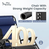 PHI VILLA Zero Gravity Chair Set of 2, Padded Anti Gravity Recliner, Oversized 28" Wide Seat, Foldable Patio Lounger with Armrest & Cup Holder, Supports 400 LBS (Blue Black) PHI VILLA