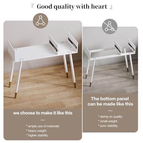 Ieejdn White Vanity Desk with Mirror and Lights,Small Makeup Vanity with 5 Drawers，Modern Makeup Table with Adjustable Cabinet for Bedroom,Makeup Room Ieejdn