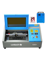 OMTech 40W CO2 Laser Engraver with LightBurn & Water Chiller, 8"x12" Desktop K40+ Laser Engraving Machine for Home Use, Laser Cutter with Adjustable Laser Head Air Assist Water Pump for Wood Glass OMTech