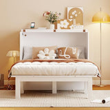 Jintop Murphy Bed Full Szie,Cabinet Hideaway Bed with USB Port and Removable Shelves,Wall Bed W/ 2 Movable Desks,can be Folded,Platform Bedframe for Kids Bedroom,Student Dorms,White Jintop