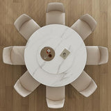 Runboll 59'' Modern Round Dining Table with Lazy Susan, Sintered Stone Dinner Table with 35.4" Round Turntable for Dining Room(Not Included Chairs) Runboll