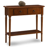 Leick Home Coastal Console Table, Solid Wood, with Drawer and Shelf, for Entryways, Hallways, and Living Rooms, Pecan Brown, 20027-PC Leick Home