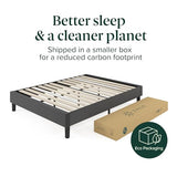 Zinus Curtis Upholstered Platform Bed Frame, Mattress Foundation, Wood Slat Support, No Box Spring Needed, Eco Friendly WonderBox (TM) Packaging, Dark Grey, Queen Zinus