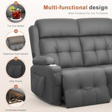 Tiooii RV Loveseat Recliner Sofa, Massage Wall Hugger Recliners Couch with USB Port, Side Pockets, Cup Holders, 150° Reclining Sleeper, for RV Furniture & RV Camper & Home Theater Seating