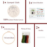 artcici Embroidery Kits Plant Flower Leaf English Letter Patterns for Beginners Adults, Full Range Embroidery Starter Kits Cross Stitch Needlework Supplies (Letter E)