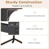 Tangkula Conference Room Table Set of 4, Mobile Computer Desk with Removable Storage Bag & 2 Hanging Hooks, Rolling Meeting Table with Heavy-Duty Metal Frame, Conference Desk (Natural) Tangkula